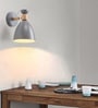 Wall Light/Swing Arm, (Grey Metal Wooden Wall Light)