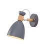 Wall Light/Swing Arm, (Grey Metal Wooden Wall Light)