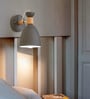 Wall Light/Swing Arm, (Grey Metal Wooden Wall Light)