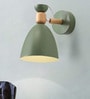 Wall Light/Swing Arm, Black Green Metal Wooden Wall Light)