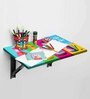 Wall Mounted Foldable Study Table with Beer Print in Matte Finish