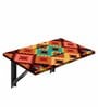 Wall Mounted Foldable Study Table with Ethnic Pattern in Matte Finish