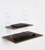 Zen Wall Mounted Table in White & Brown Finish