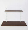Zen Wall Mounted Table in White & Brown Finish