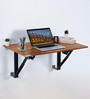 Wall Mounted Height Adjustable Desk in Desert Walnut Finish