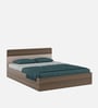 Walnico Queen Size Bed With Box Storage In Melamine Finish