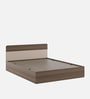 Walnico Queen Size Bed With Box Storage In Melamine Finish