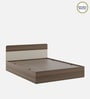 Walnico Queen Size Bed With Box Storage In Melamine Finish