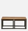 Walond Solid Wood Nesting Coffee Table Set in Natural Finish With Stools
