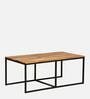 Walond Solid Wood Nesting Coffee Table Set in Natural Finish With Stools