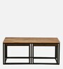 Walond Solid Wood Nesting Coffee Table Set in Natural Finish With Stools