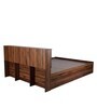 Waltz Queen Size Bed in Walnut Finish with Box Storage Waltz Queen Size Bed in Walnut Finish with Box Storage