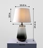 Walze Dark Glass White & Black Table Lamp with Cotton Linen Off White Shade