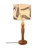 Wandering Peacocks Multicolor Canvas Shade Table Lamp with Brown Base