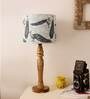 Wandering Peacocks Multicolor Canvas Shade Table Lamp with Brown Base