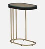 Wanita Metal End Table In Black And Gold Finish With Glass Top