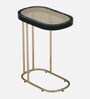 Wanita Metal End Table In Black And Gold Finish With Glass Top