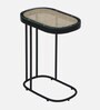 Wanita Metal End Table In Black Colour With Glass Top