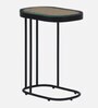 Wanita Metal End Table In Black Colour With Glass Top