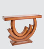 Warc Solid Wood Console Table in Brown Finish