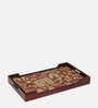 Warlee Print Solid Wood Portable Table in Brown Colour