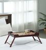 Warlee Print Solid Wood Portable Table in Brown Colour