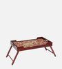 Warlee Print Solid Wood Portable Table in Brown Colour