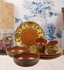 Warli 10 Pcs Mustard & Brown Ceramic Dinnerware Set