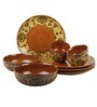 Warli 10 Pcs Mustard & Brown Ceramic Dinnerware Set
