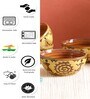 Warli 200ml Mustard & Brown Ceramic (Set of 4) Dinner Bowl