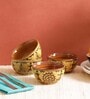 Warli 200ml Mustard & Brown Ceramic (Set of 4) Dinner Bowl