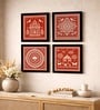 Warli Aipan Folk Set of 4 Framed Posters