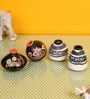 Warli Earthen (Set Of 4) Table Vase With Wooden Ladder