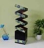 Warli Hsndpainted Black Wooden Zig Zag Table Lamp