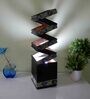 Warli Hsndpainted Black Wooden Zig Zag Table Lamp