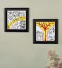 Warli Processions & The Warli Tree   White Acrylic & MDF (Set of 2) Painting