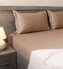 Warm Cocoa 100% Cotton 300TC Solid Set of 2 Pillow Covers (Quilted)