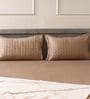 Warm Cocoa 100% Cotton 300TC Solid Superking Bedsheet with 2 Pillow Covers (Quilted)