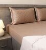 Warm Cocoa 100% Cotton 300TC Solid Superking Bedsheet with 2 Pillow Covers (Quilted)