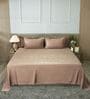 Warm Cocoa 300TC 100% Cotton Solids Flat Embroidered Super King Bedsheet With 2 Pillow Covers