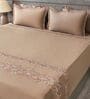 Warm Cocoa 300TC 100% Cotton Solids Flat Embroidered Super King Bedsheet With 2 Pillow Covers