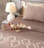 Warm Cocoa 300TC 100% Cotton Solid Flat Embroidered Super King Bedsheet With 2 Pillow Covers