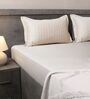 Cream 100% Cotton 300TC Solid Superking Bedsheet with 2 Pillow Covers (Quilted)