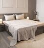 Cream 100% Cotton 300TC Solid Superking Bedsheet with 2 Pillow Covers (Quilted)