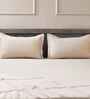 Cream 100% Cotton 300TC Solid Superking Bedsheet with 2 Pillow Covers (Quilted)