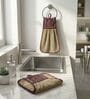Set Of 2 Beige 300 GSM Cotton Kitchen Hand Towels