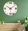 Water  Leaves Design  Wood Wall Clock In Cream