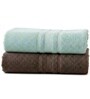Water Green & Brown Soft Cotton 500 GSM Solid Bath Towel Pack Of 2