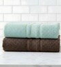 Water Green & Brown Soft Cotton 500 GSM Solid Bath Towel Pack Of 2