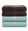 Water Green & Brown Soft Cotton 500 GSM Solid Bath Towel Pack Of 4